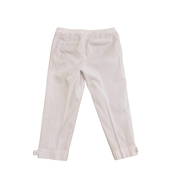 Talbots “the perfect skimmer” white cropped cotton pant button tab on cuff sz 10 - Picture 3 of 9